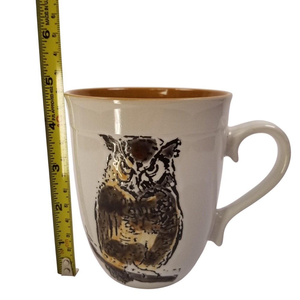 Spectrum Designz Owl Ceramic Coffee Mug White Brown‎ Yellow 16oz Bird Watcher - Picture 7 of 7